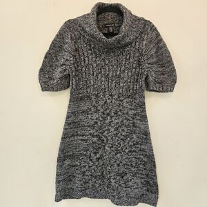 SWEATER PROJECT Sweater Dress Black Gray Short Sleeve Cowl Neck Women XL
